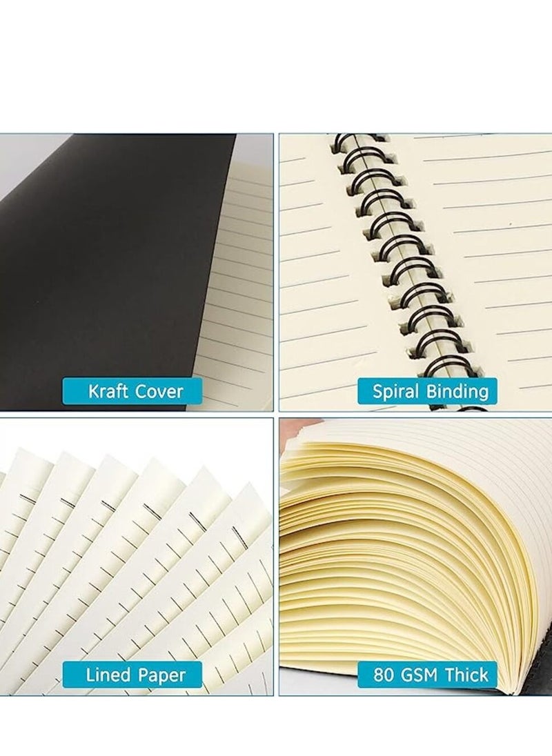 Tanyaz Pack 4 Of A5 Spiral Notebooks, 100 Pages, Lined Paper, Suitable For Office And School Supplies  - Image 2