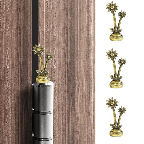 SWNACOR 3 Pcs Brass Flower Hinge Heads Decorative Topper, Magnetic Hinge Head Toppers, Fun Flower Gifts for Women Mom Grandma Wife, Vintage Statue Door Hinge Head Home Decoration - Image 1