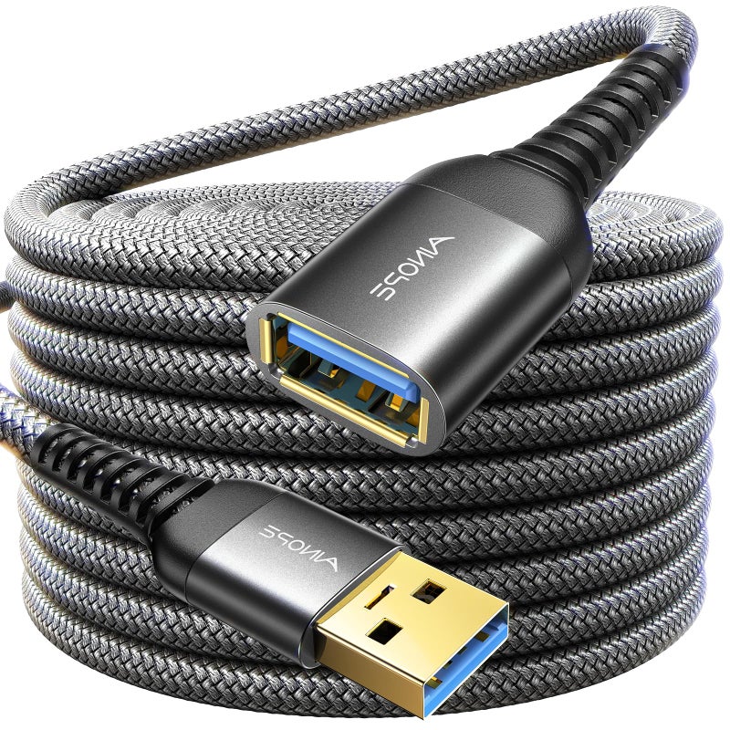 AINOPE USB Extension Cable,USB Extender,USB 3.0 Extension Cable, Male to Female Cord High Data Transfer Compatible with Keyboard,Flash Drive,Hard Drive,Printer,Black,10FT - Image 1