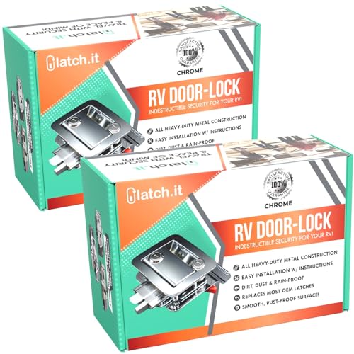 LATCH.IT LATCHIT Chrome RV Door Latch 2 Keyed Alike RV Door Locks for Travel Trailers 100 Metal Camper Door Lock w 4 Keys EasytoInstall Fits Most - Image 1