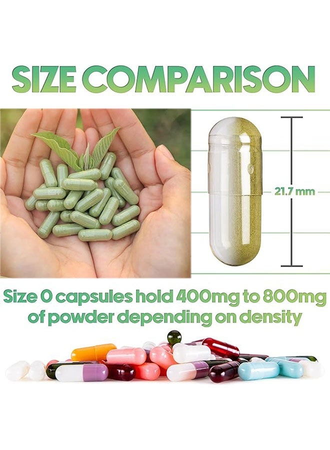 1000 كبسولة فارغة - كبسولات نباتية شفافة فارغة - حبوب نباتية - حشو كبسولات نباتية - أغطية حبوب نباتية للمكملات الغذائية المنزلية - Image 2