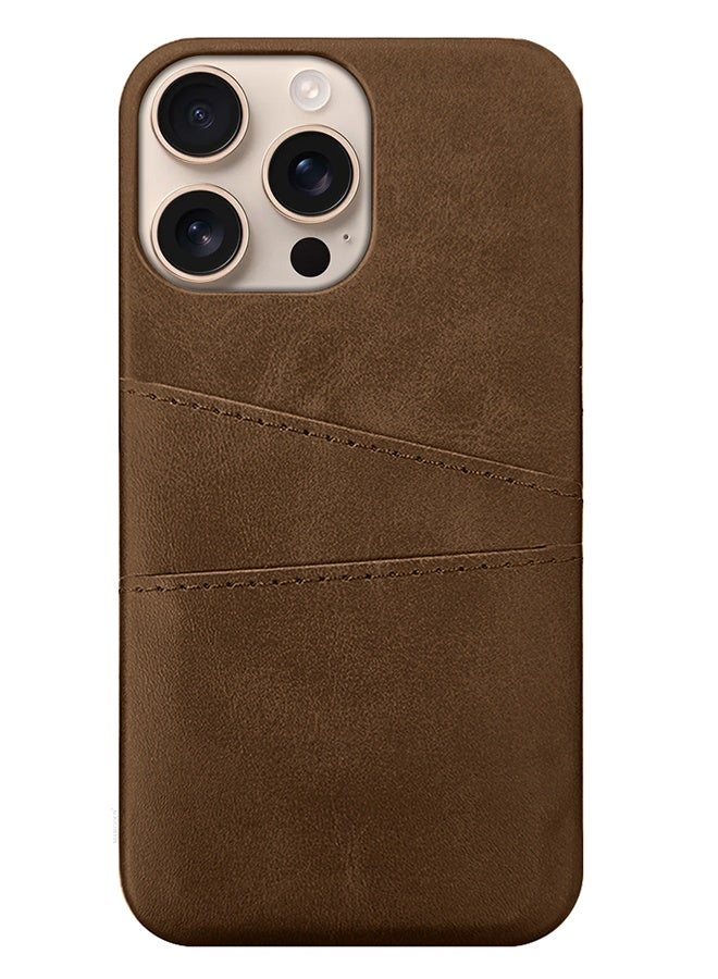 CATANES iPhone 16 Pro Max 3Packs Case Cover Leather with Card Holder for Men Women Phone Case with 3D Screen Protector  - Brown - Image 2