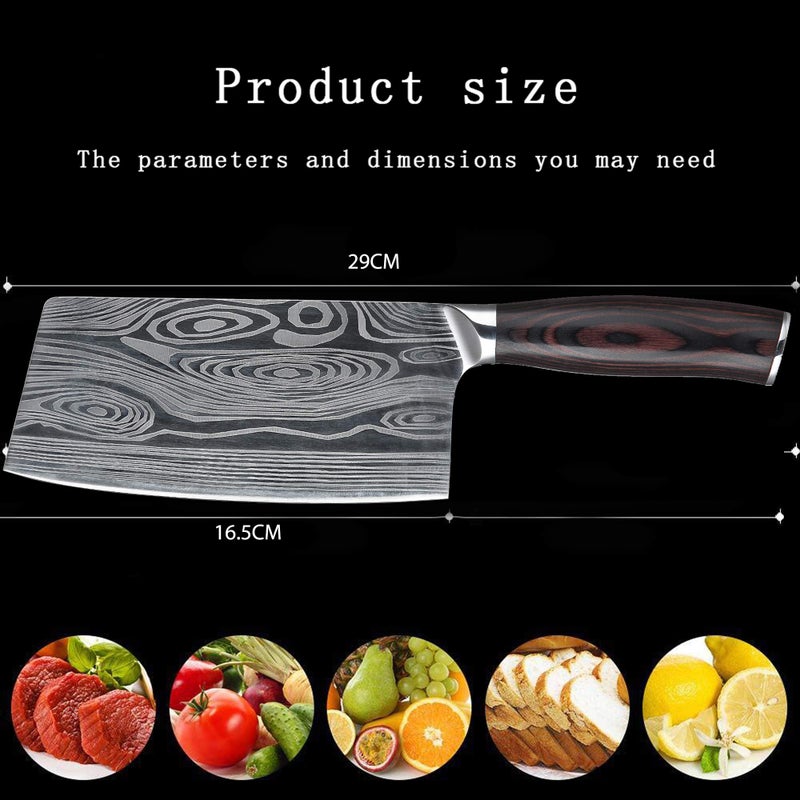 Theexecva Theexecva Cleaver Knife Ultra Sharp 7 inch Meat Cleaver Butcher Knife. High Carbon Stainless Steel Kitchen Knife with Ergonomic Handle (Meat knife)  - Image 4