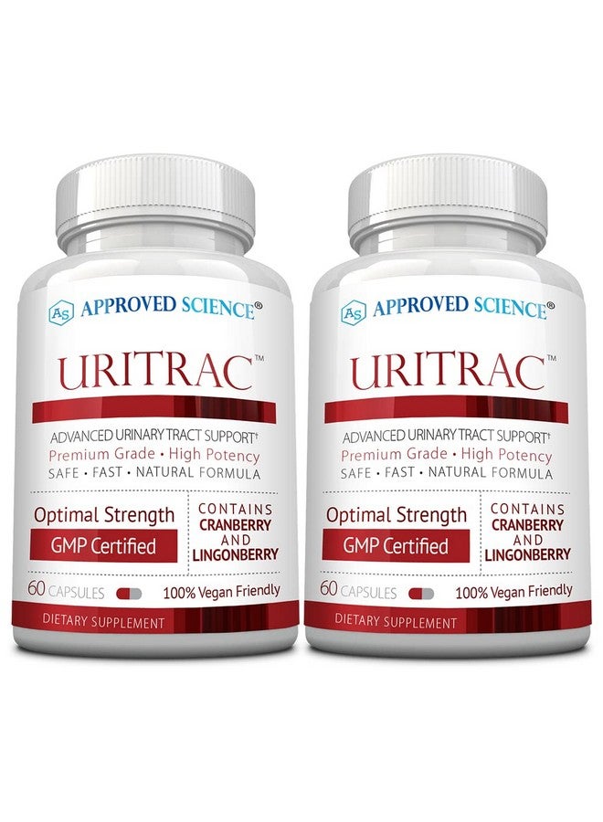 Approved Science® Uritrac™ - UTI Support - Cranberry, D-Mannose, Lingonberry - Vegan Friendly - 60 Capsules per Bottle - Pack of 2 - Image 1