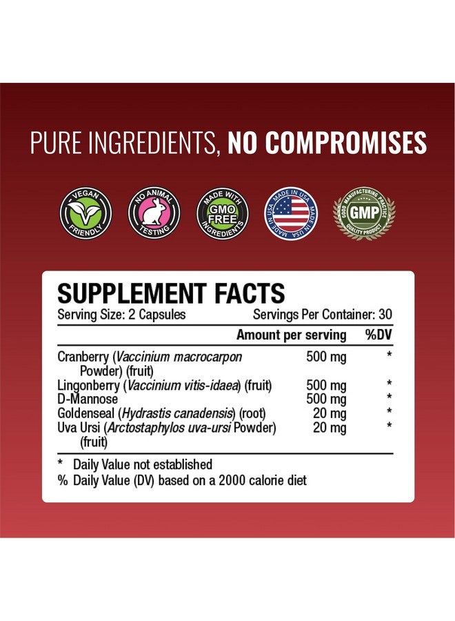 Approved Science® Uritrac™ - UTI Support - Cranberry, D-Mannose, Lingonberry - Vegan Friendly - 60 Capsules per Bottle - Pack of 2 - Image 4