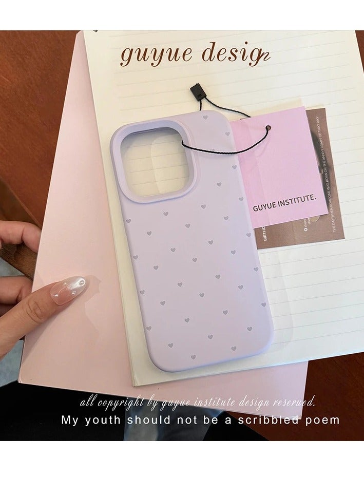 NIBEMINENT Full Screen Little Hearts Protective TPU Case Cover For iPhone 15 Pro Max, Purple