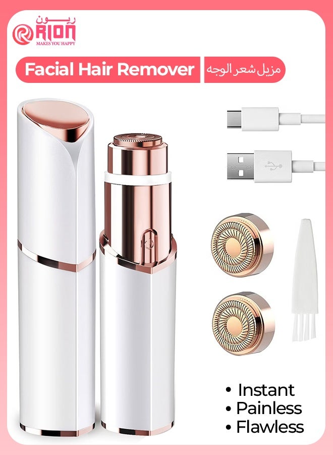Rechargeable Facial Hair Remover for Women – Painless Electric Face Shaver with Precision Head, USB Charging, Instant Smooth Hair Removal for Upper Lip, Chin u0026 Face - Image 1