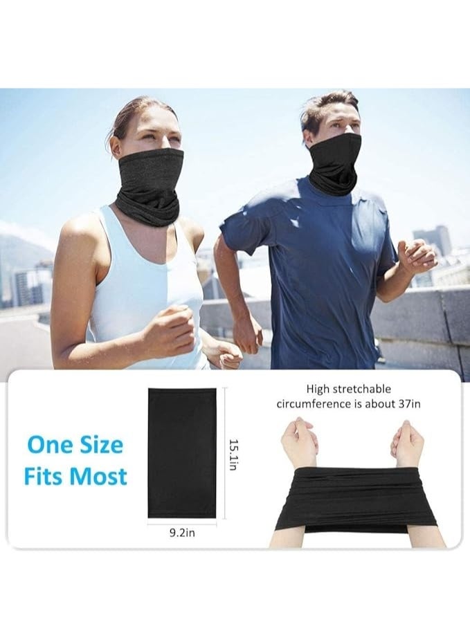 2-Piece Breathable Cooling Neck Wardrobe, Ice Silk Face Mask/Scarf, Multifunctional Headband/Face Mask, UV Protection Headband/Scarf, Reusable Elastic Balaklava Hat (Black + Gray) - Image 3