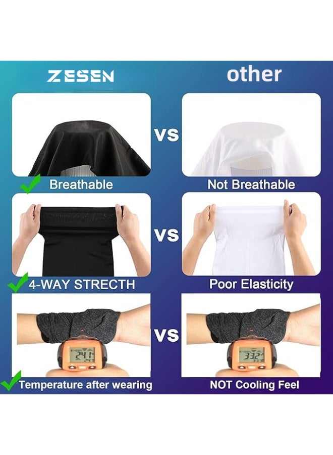 2-Piece Breathable Cooling Neck Wardrobe, Ice Silk Face Mask/Scarf, Multifunctional Headband/Face Mask, UV Protection Headband/Scarf, Reusable Elastic Balaklava Hat (Black + Gray) - Image 4