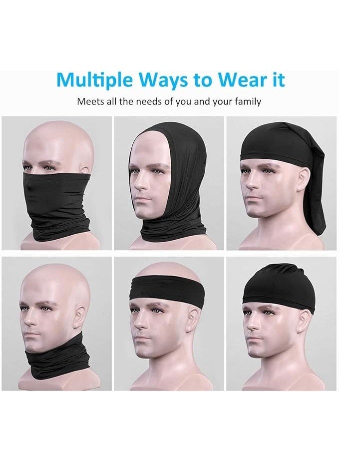 2-Piece Breathable Cooling Neck Wardrobe, Ice Silk Face Mask/Scarf, Multifunctional Headband/Face Mask, UV Protection Headband/Scarf, Reusable Elastic Balaklava Hat (Black + Gray) - Image 5