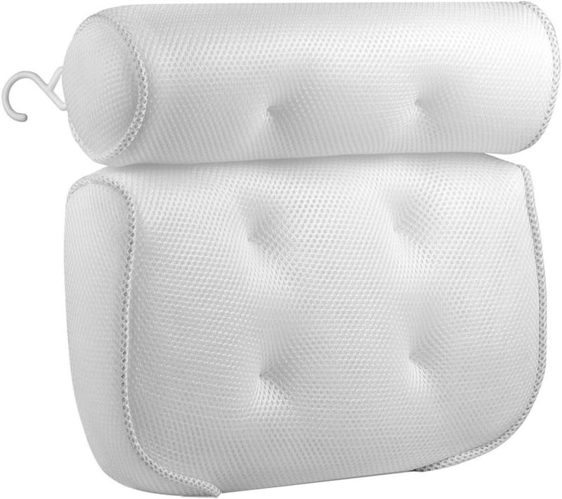 Spa Bath Pillow with 6 Suction Cups, 3D Mesh Cloth Tub Head Support and Bathtub Neck Cushion for Adults, Ergonomic Non-Slip Bathtub Pillow for Relaxing Soaking and Shower Use - Image 1