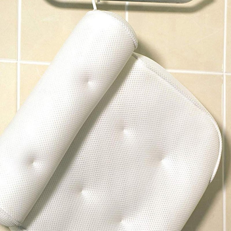 Spa Bath Pillow with 6 Suction Cups, 3D Mesh Cloth Tub Head Support and Bathtub Neck Cushion for Adults, Ergonomic Non-Slip Bathtub Pillow for Relaxing Soaking and Shower Use - Image 5