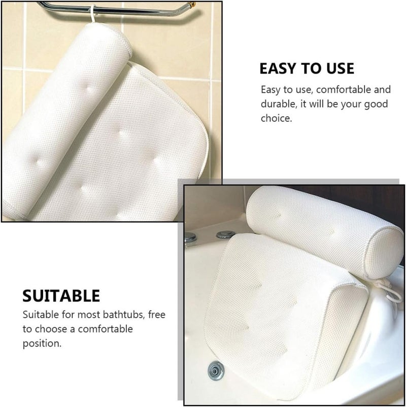 Spa Bath Pillow with 6 Suction Cups, 3D Mesh Cloth Tub Head Support and Bathtub Neck Cushion for Adults, Ergonomic Non-Slip Bathtub Pillow for Relaxing Soaking and Shower Use - Image 4