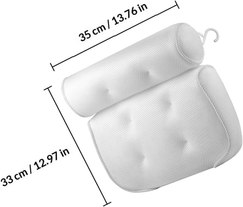 Spa Bath Pillow with 6 Suction Cups, 3D Mesh Cloth Tub Head Support and Bathtub Neck Cushion for Adults, Ergonomic Non-Slip Bathtub Pillow for Relaxing Soaking and Shower Use - Image 2