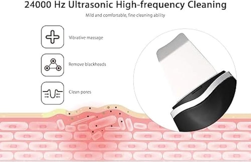 Blackhead Remover Portable Ultrasonic Facial Cleanser Rechargeable Skin Scrubber Exfoliator White - Image 4