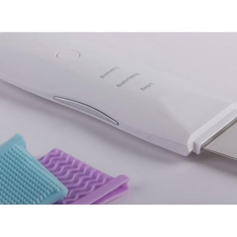 Blackhead Remover Portable Ultrasonic Facial Cleanser Rechargeable Skin Scrubber Exfoliator White - Image 3