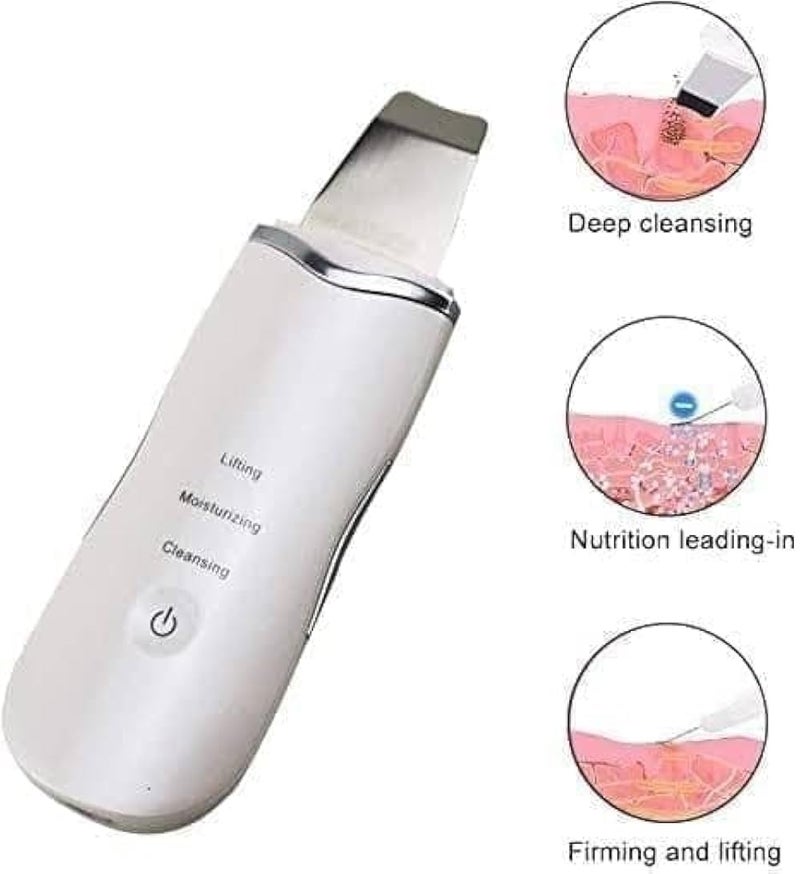 Blackhead Remover Portable Ultrasonic Facial Cleanser Rechargeable Skin Scrubber Exfoliator White - Image 2