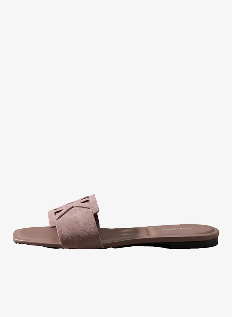 Calvin Klein Suede Emblem Flat Sandals