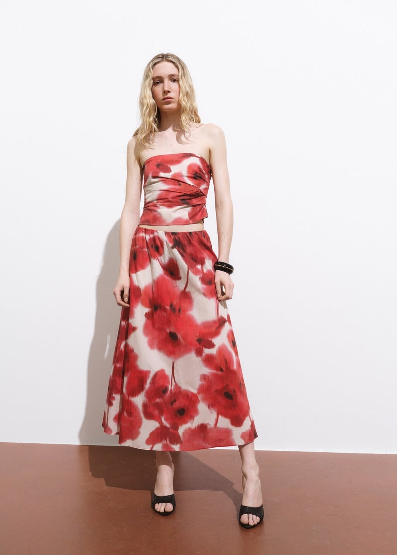 MANGO Floral Midi Skirt  - Image 1