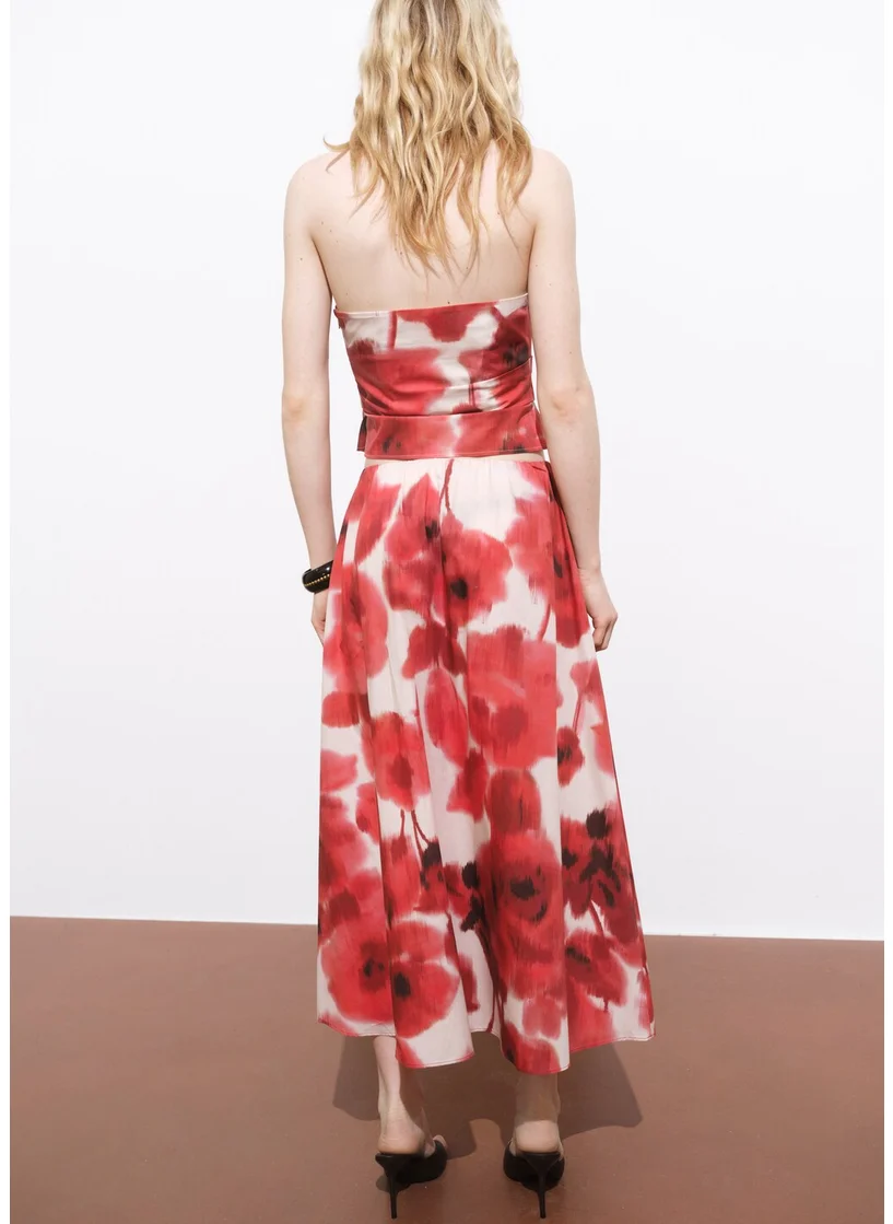 MANGO Floral Midi Skirt