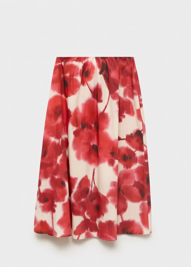 MANGO Floral Midi Skirt