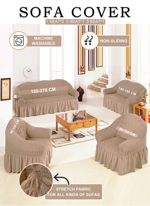 4-Piece 7 Seater (3+2+1+1) sofa cover Super Stretchable Wrinkle-free Full Coverage Sofa Slipcover Exquisitely Detailed Slip Flexible Resistant Jacquard Sofa Cover Set Khaki Polyester Multicolour
110x470cm