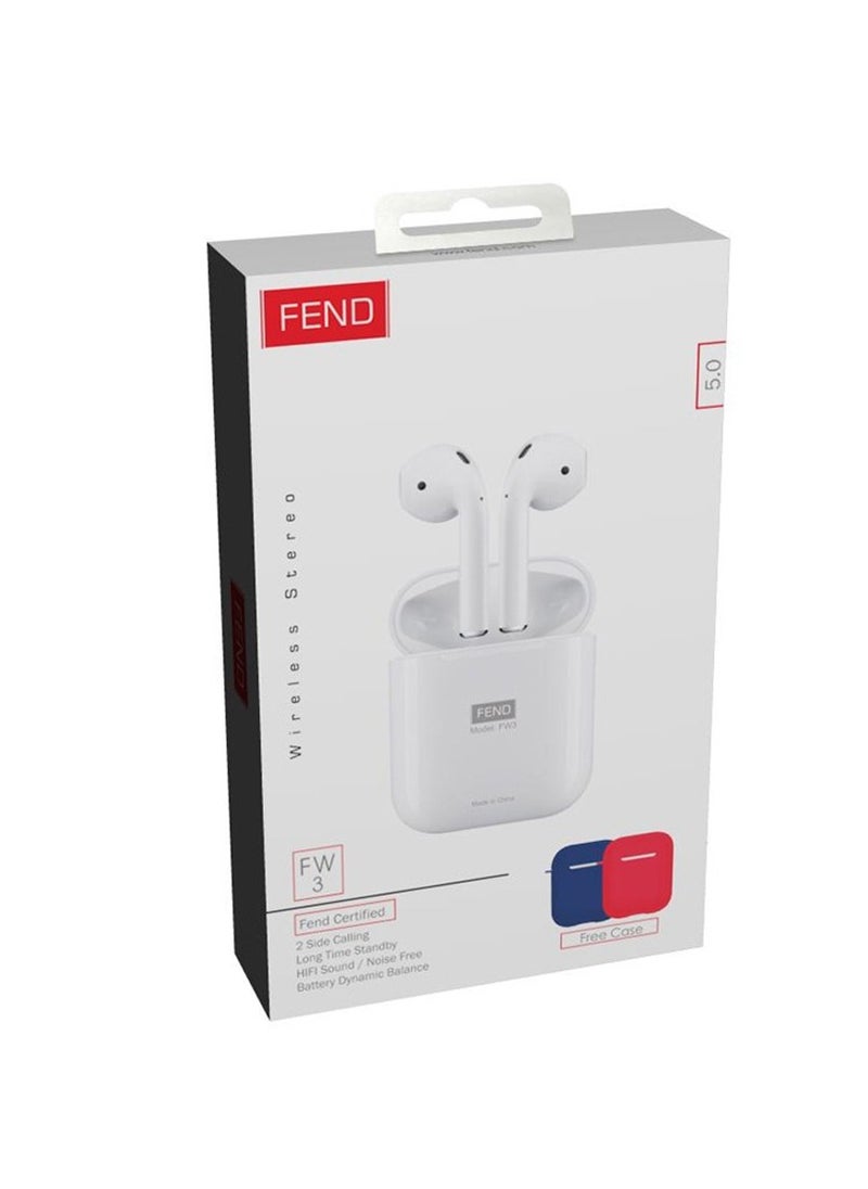 FEND - FEND FW3 High Bass Wireless Bluetooth Earbuds With Multi Functional Touch Control and Genuine Leather Wallet Combo - Image 1