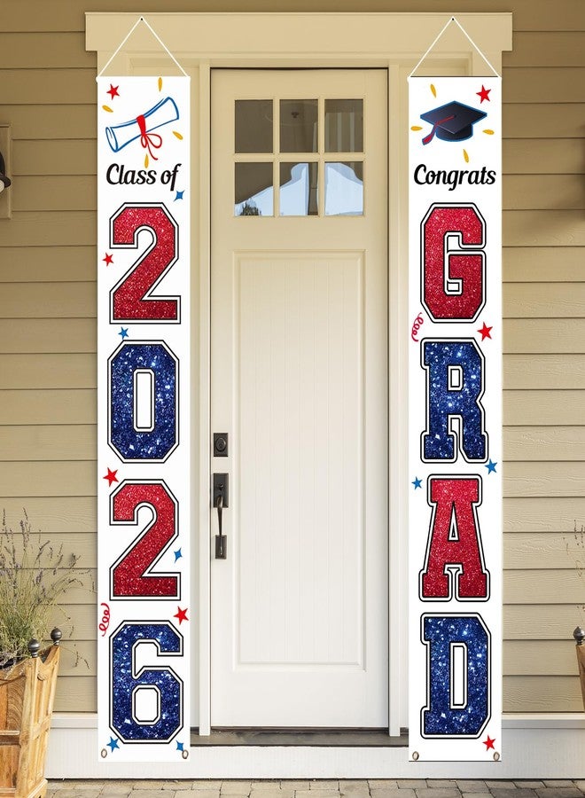 KMUYSL Graduation Decorations Class of 2026, Red & Blue Congrats Grad Banner Hanging Flags Porch Sign, 2026 Graduation Decorations Party Supplies for Any School Indoor/Outdoor Decor - Image 3