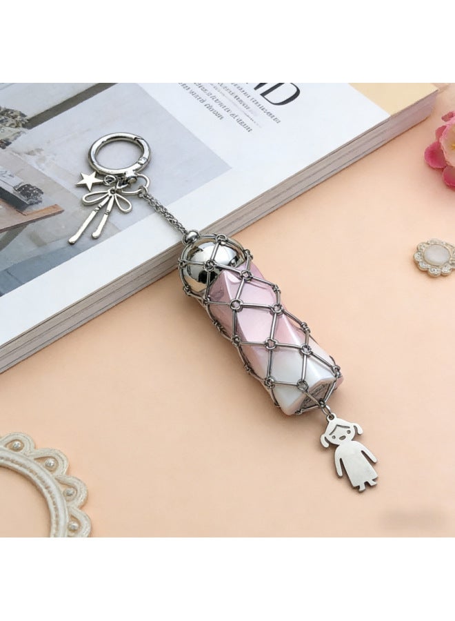 Trendy New Style Little Girl Pendant Lipstick Mesh Bag Charm Fashion Lipstick Bag Keychain