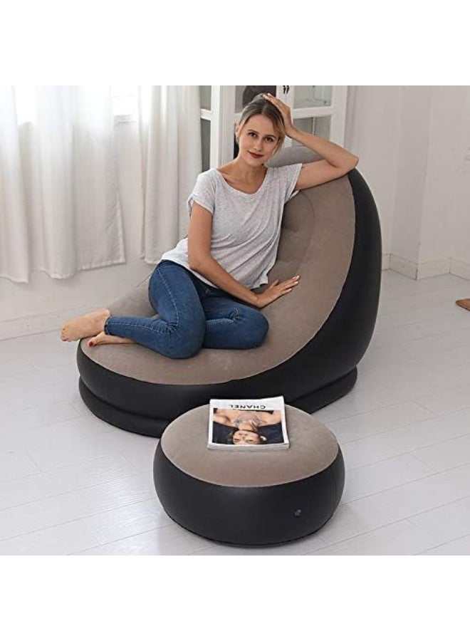 MUNTAQI Inflatable Sofa Chair Set – Large Inflatable Lounge Chair with Ottoman | Portable Blow Up Chair for Adults & Kids | Comfortable Air Lounger for Indoor & Outdoor Use, Travel, Camping, Bedroom, Dorm - Image 4