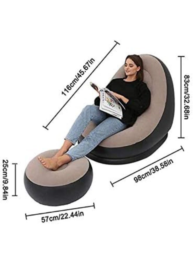 MUNTAQI Inflatable Sofa Chair Set – Large Inflatable Lounge Chair with Ottoman | Portable Blow Up Chair for Adults & Kids | Comfortable Air Lounger for Indoor & Outdoor Use, Travel, Camping, Bedroom, Dorm - Image 3