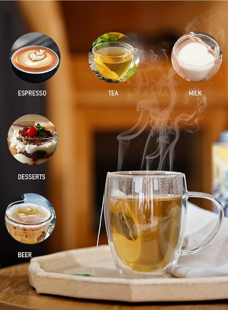 CATANES Double Wall Glass Coffee Mug 350ml with Handle to Savor Hot Drinks Without Burning Your Hands Perfect for Cappucino Tea - Image 2