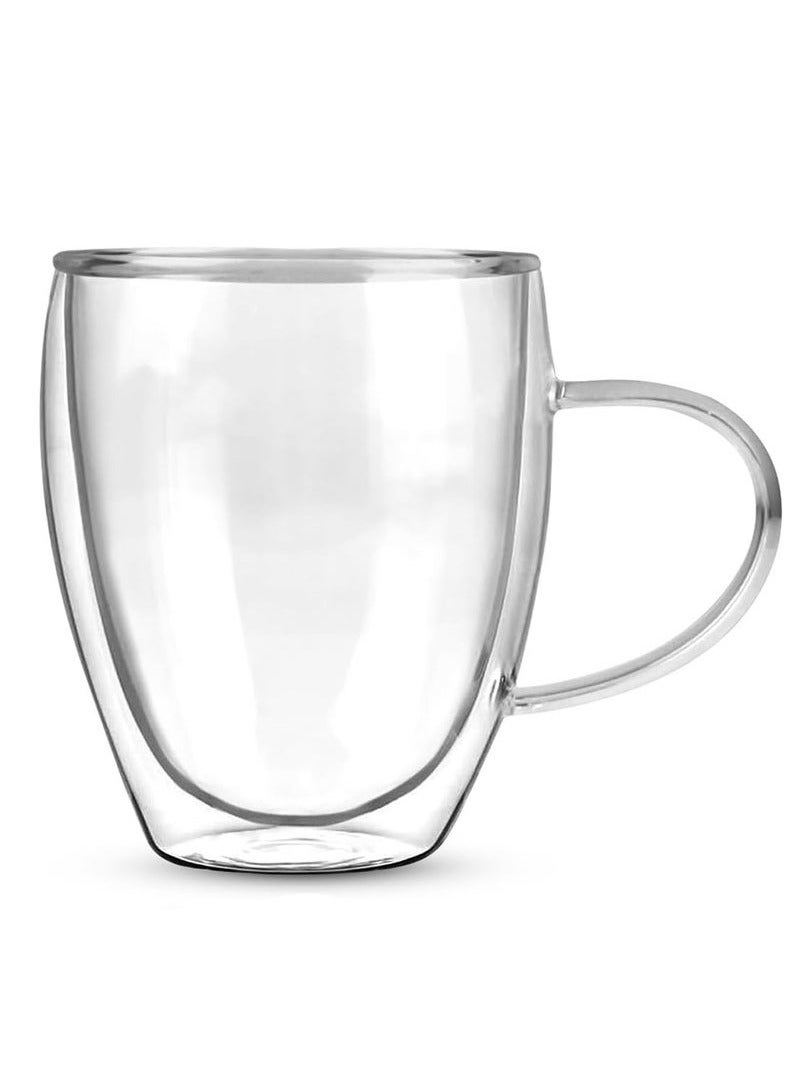 CATANES Double Wall Glass Coffee Mug 350ml with Handle to Savor Hot Drinks Without Burning Your Hands Perfect for Cappucino Tea - Image 1