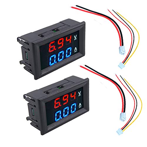 HiLetgo 2pcs 0.28" Digital Voltmeter Ammeter DC 100V 10A Amp Voltage Current Meter Tester 0.28 Inch 3 Bits Blue + Red Dual LED Display Panel with Connect Wires - Image 1