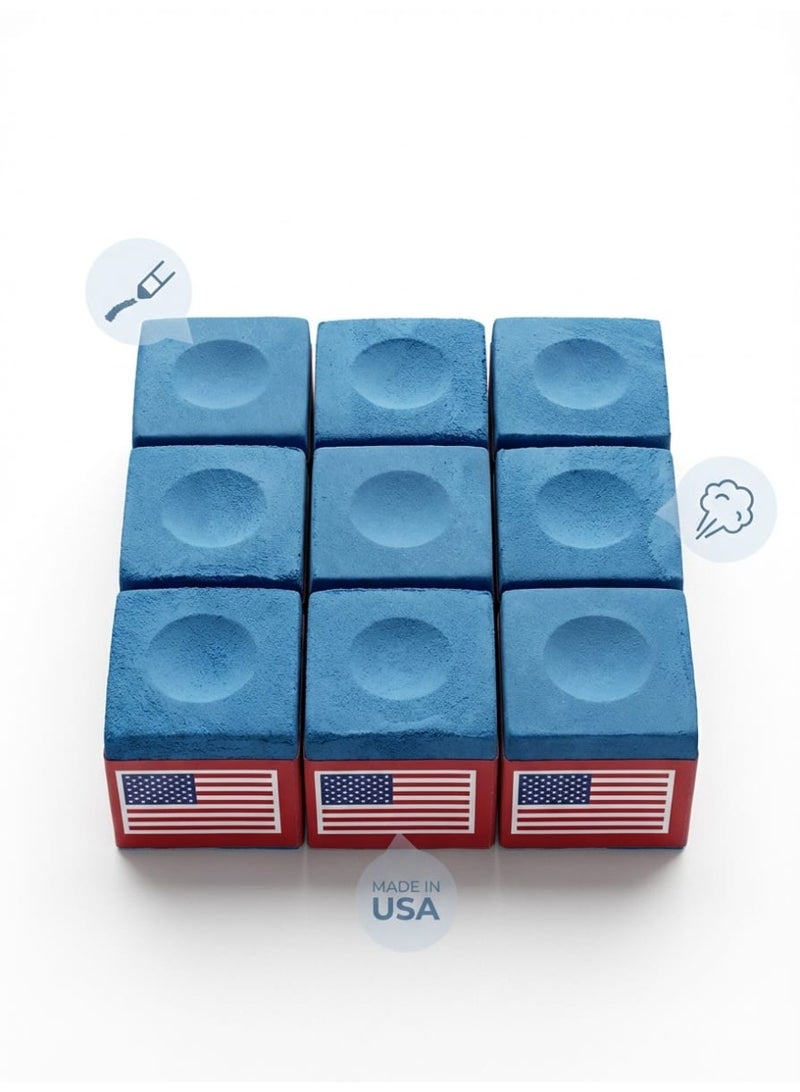 Master Premium Billiard Pool Cue Chalk Set 9 Pieces - Enhanced Grip, Reduced Miscues & Dust-Free Long-Lasting Performance - Image 3