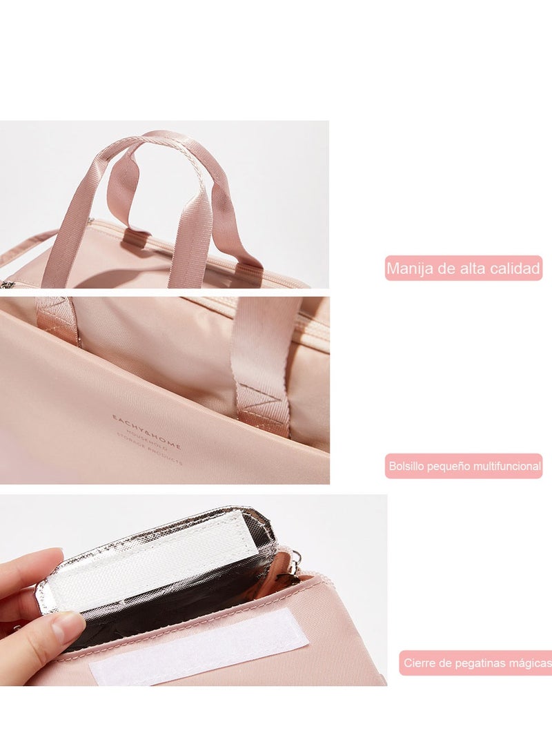 رايز حقيبة غداء نسائية، حقيبة غداء معزولة للرجال، مع حزام كتف قابل للتعديل، مانعة للتسرب، معزولة، صندوق غداء بسعة كبيرة، صندوق غداء مبرد، مناسبة للمكتب أو العمل أو المدرسة أو الشاطئ أو السفر (وردي) - Image 4