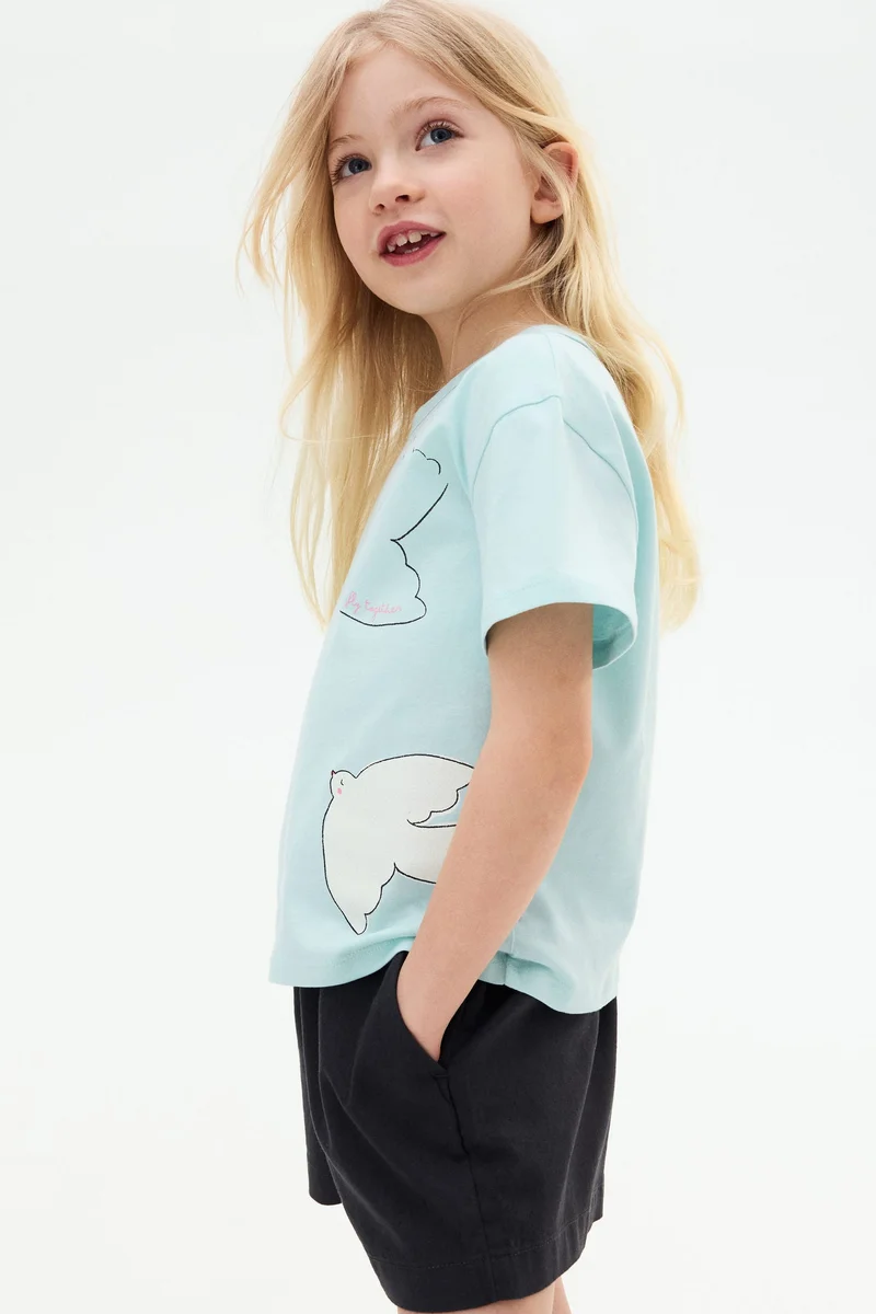 اتش اند ام بلوزة من الجيرسيه المزين بطبعات