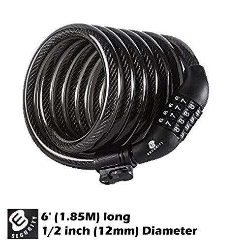 Etronic Bike Lock M7, Cable Lock 6 Feet Long Coiled Security Resettable Combo Combination Lock Bicycle Lock with Mounting Bracket - Image 3