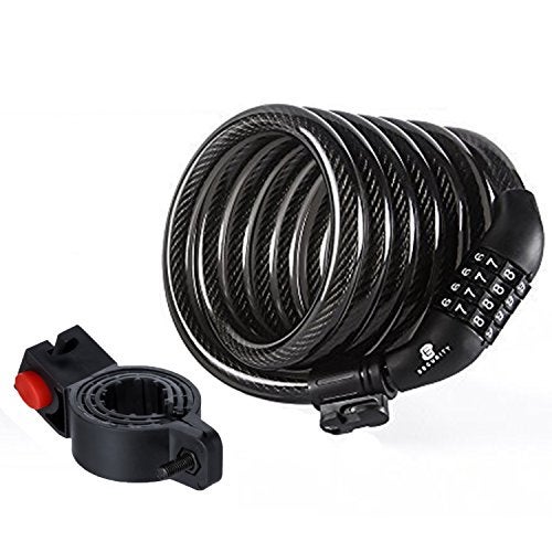 Etronic Bike Lock M7, Cable Lock 6 Feet Long Coiled Security Resettable Combo Combination Lock Bicycle Lock with Mounting Bracket - Image 1