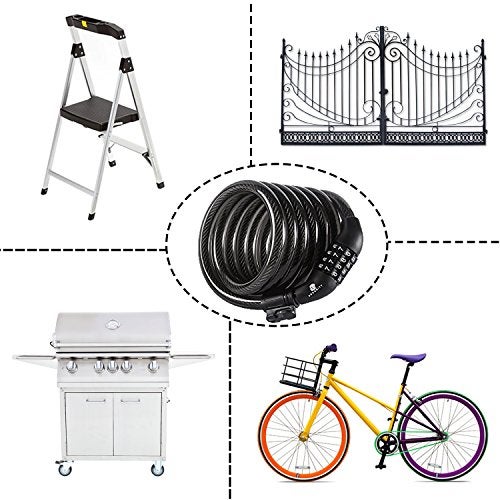 Etronic Bike Lock M7, Cable Lock 6 Feet Long Coiled Security Resettable Combo Combination Lock Bicycle Lock with Mounting Bracket - Image 4