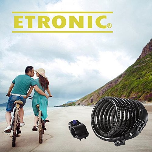 Etronic Bike Lock M7, Cable Lock 6 Feet Long Coiled Security Resettable Combo Combination Lock Bicycle Lock with Mounting Bracket - Image 5