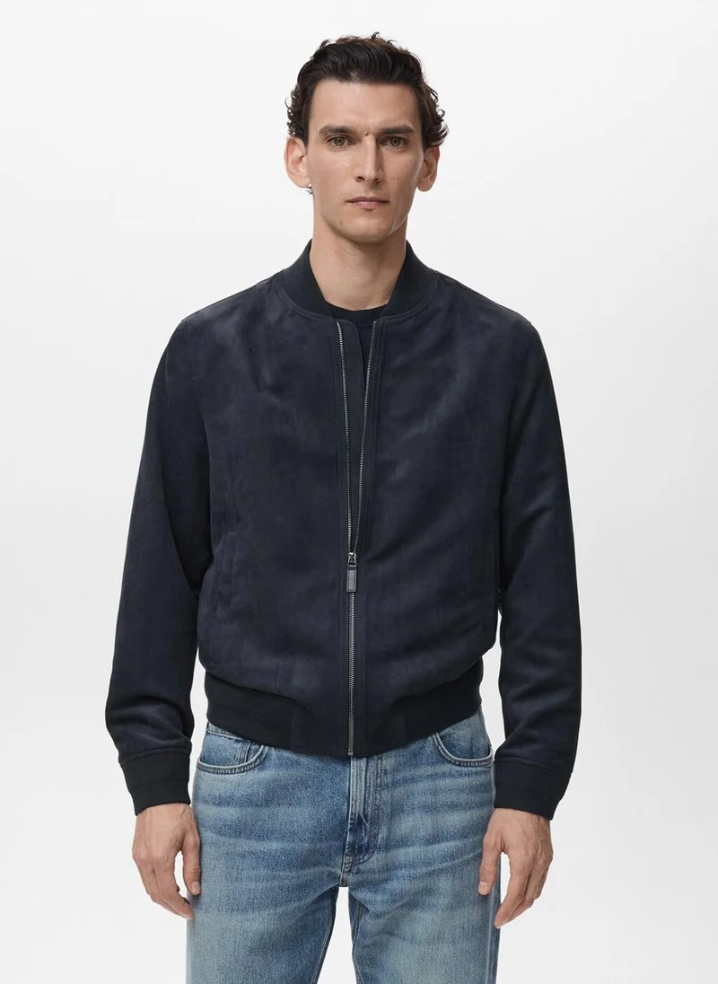 Mango Man Suede-Effect Bomber Jacket