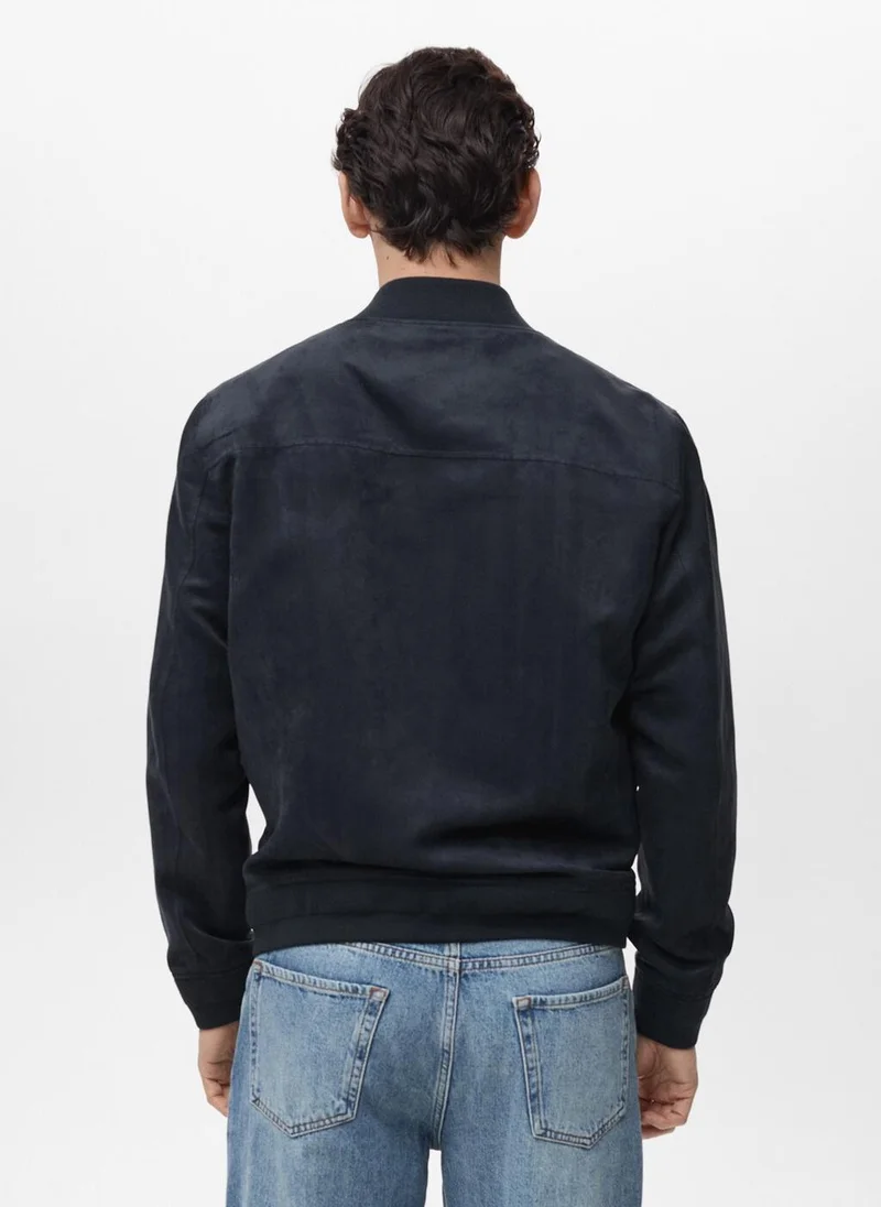 Mango Man Suede-Effect Bomber Jacket