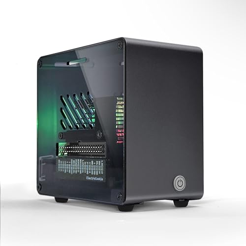 ElectroCookie Raspberry Pi 5 Case, Aluminum Mini Tower Case with Cooling Fan and Color Changing Ambient Light (Black) - Image 1