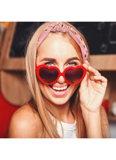 هوتوب 3 قطع من عصابة رأس على شكل قلب لعيد الحب للنساء والفتيات، عصابة رأس مرصعة بالجواهر على شكل قلب وردي وأحمر وأبيض، إكسسوارات شعر واسعة لحفلات عيد الحب التنكرية  - Image 5