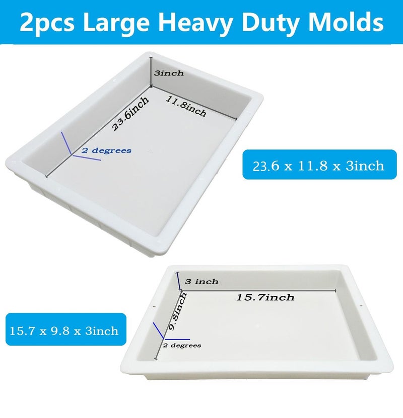 ModWgGuo 2Pcs Extra Large Reusable Epoxy Resin Table Mold 23x11x3 inches 15.7x9.8x3 inches Rectangles Epoxy Resin Molds for River Table, Coffee Side Table, Art Panel, DIY Resin Art - Image 2