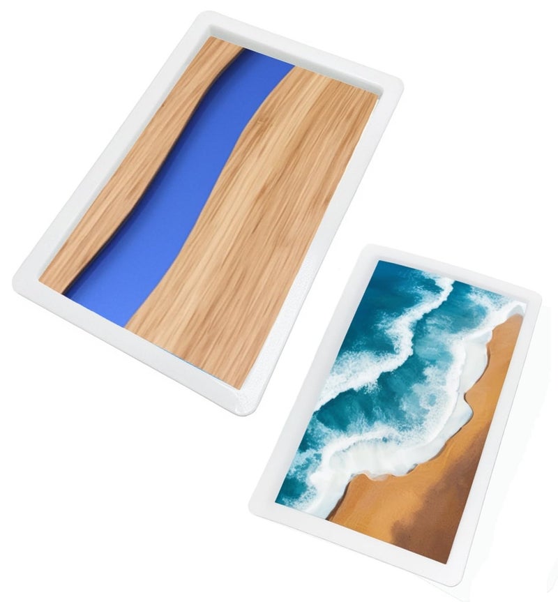 ModWgGuo 2Pcs Extra Large Reusable Epoxy Resin Table Mold 23x11x3 inches 15.7x9.8x3 inches Rectangles Epoxy Resin Molds for River Table, Coffee Side Table, Art Panel, DIY Resin Art - Image 1