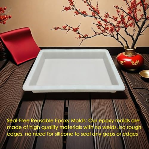 ModWgGuo 2Pcs Extra Large Reusable Epoxy Resin Table Mold 23x11x3 inches 15.7x9.8x3 inches Rectangles Epoxy Resin Molds for River Table, Coffee Side Table, Art Panel, DIY Resin Art - Image 4