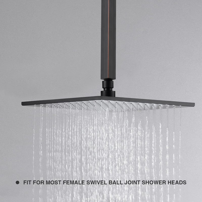 Square Shower Arm with Flange, 12 Inch Ceiling Mounted Extension Arm, Square Shaped Rainfall Shower Head Extender Arm, Oil Rubbed Bronze - Image 2
