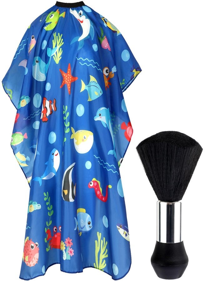 FEBSNOW Ocean Animal Kids Hair Cutting Cape, Professional Barber Cape and Neck Duster Brush Cartoon Hairdresser Apron with Adjustable Closure for Children Salon Barber Supplies for Kids & Adults - Image 1